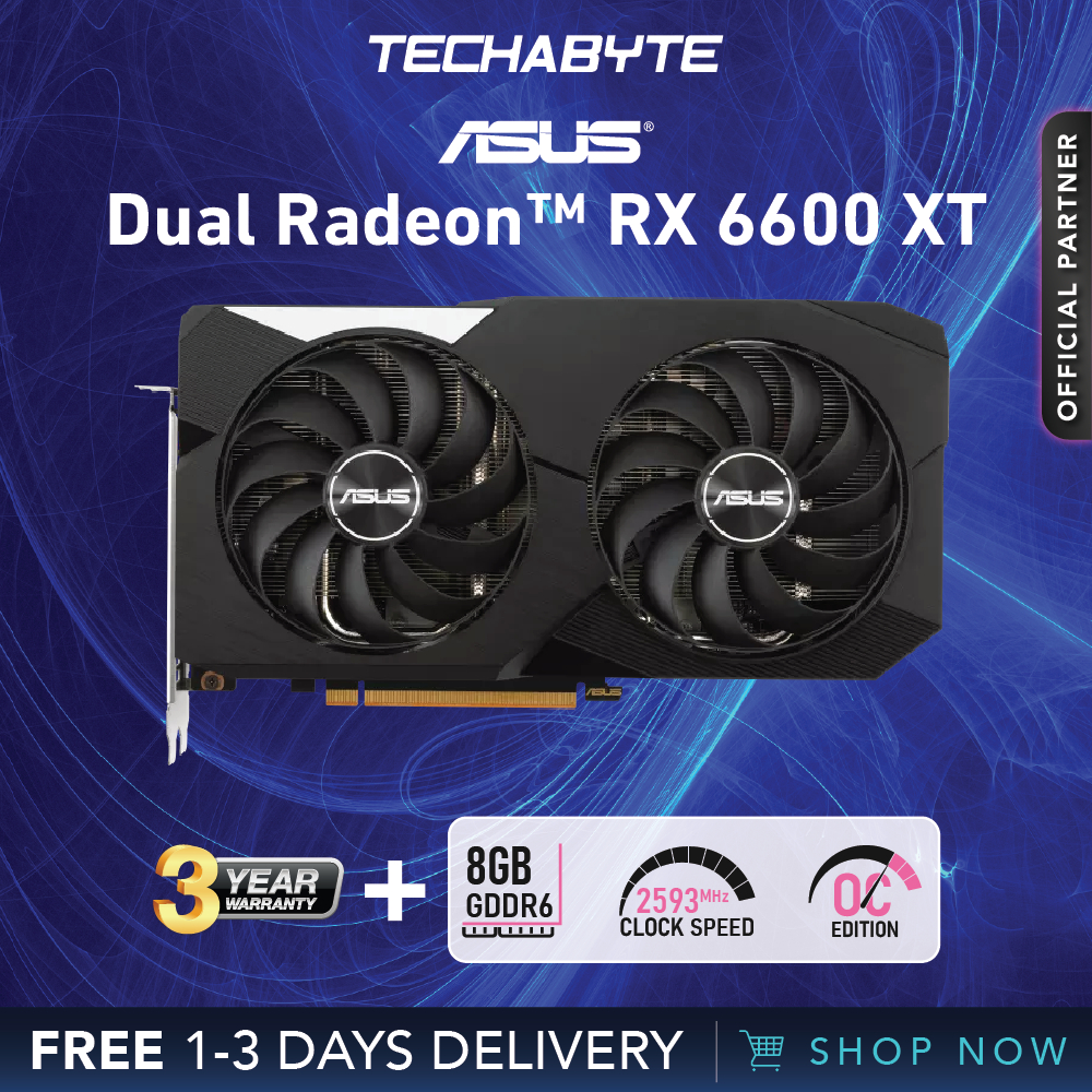 Asus Dual Radeon Rx 6600 Xt Oc Edition 8gb Gddr6 Gaming Graphics Card Dual Rx6600xt O8g