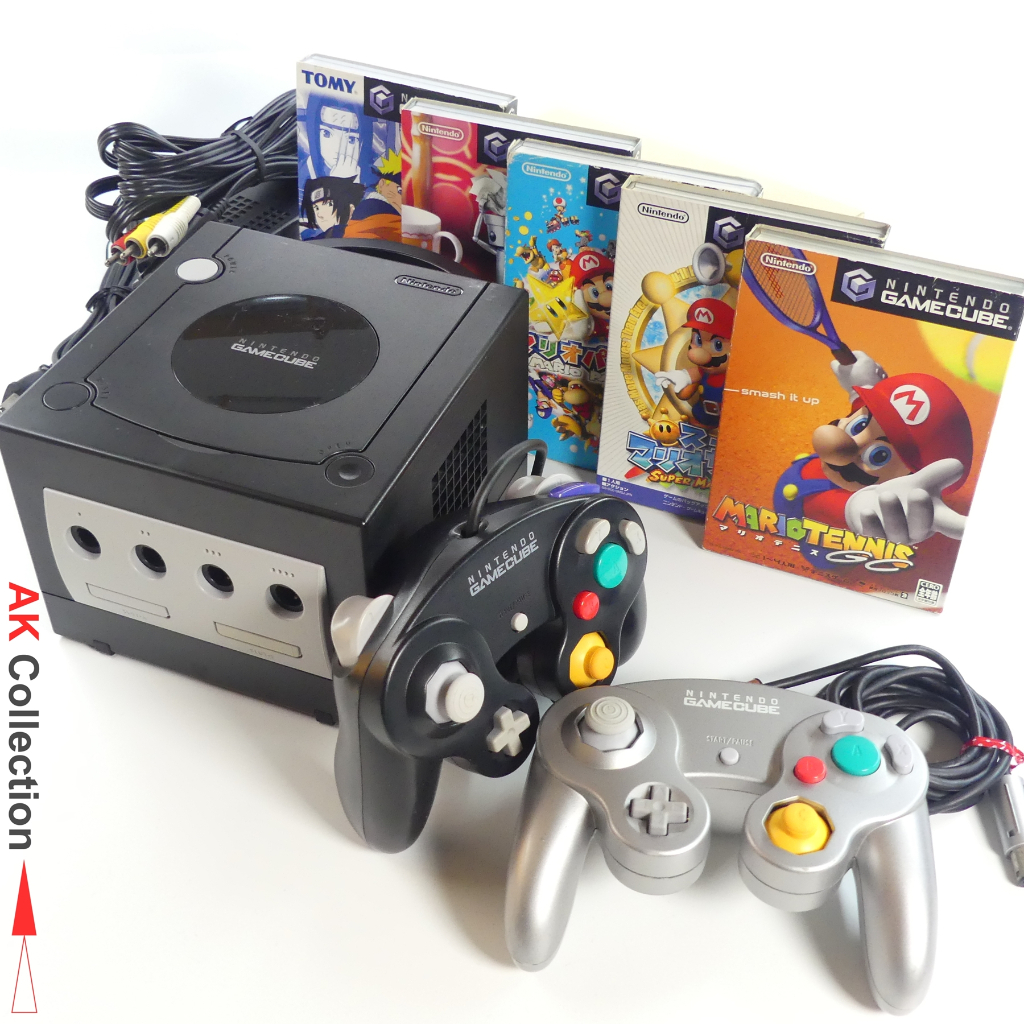 Nintendo GameCube Console DOL-001 Black 2 Controllers 5 Games Set Mario ...