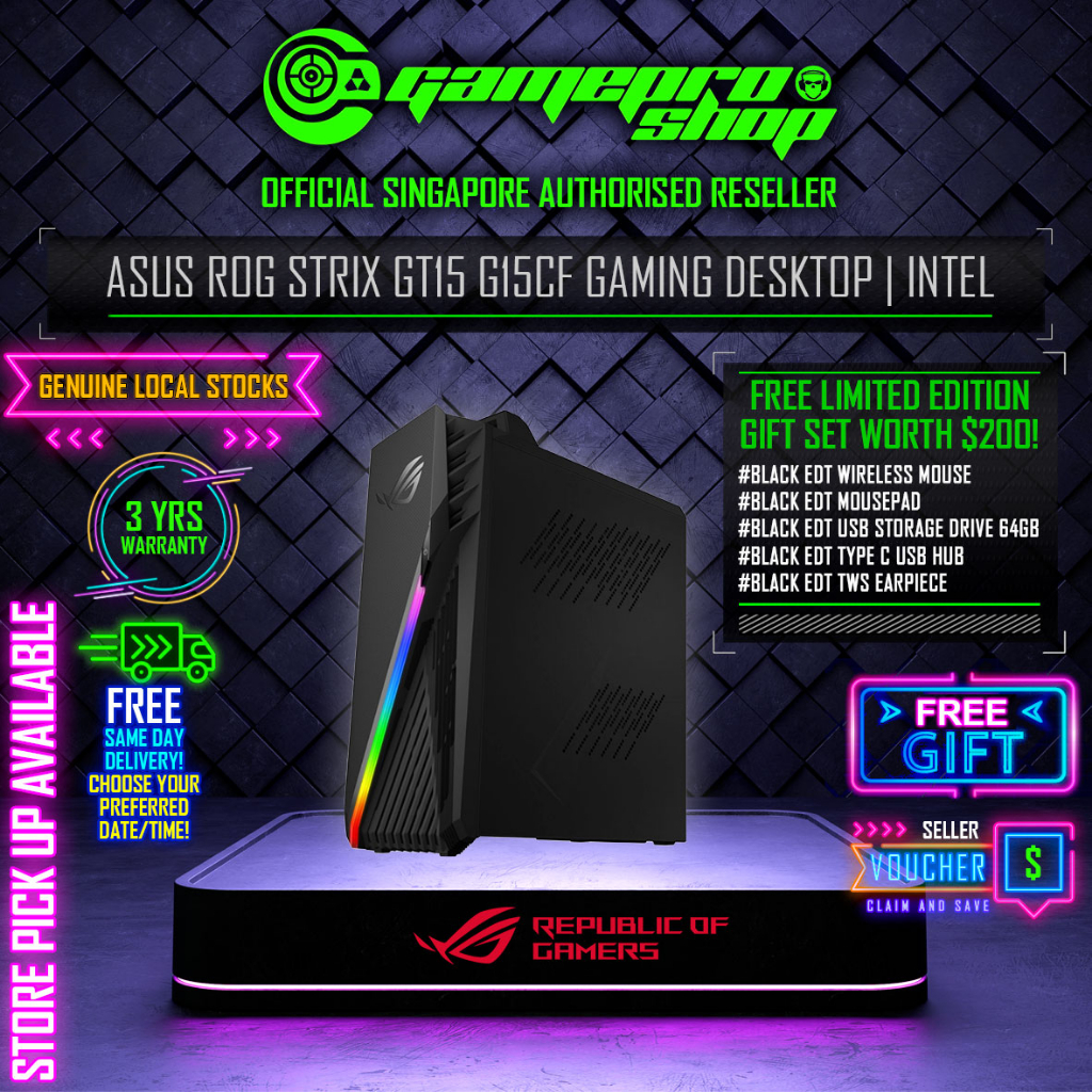 ASUS ROG Strix GT15 G15CF-RTX3060W Gaming Desktop - i5-12400F / RTX3060 / W11 / 3Y