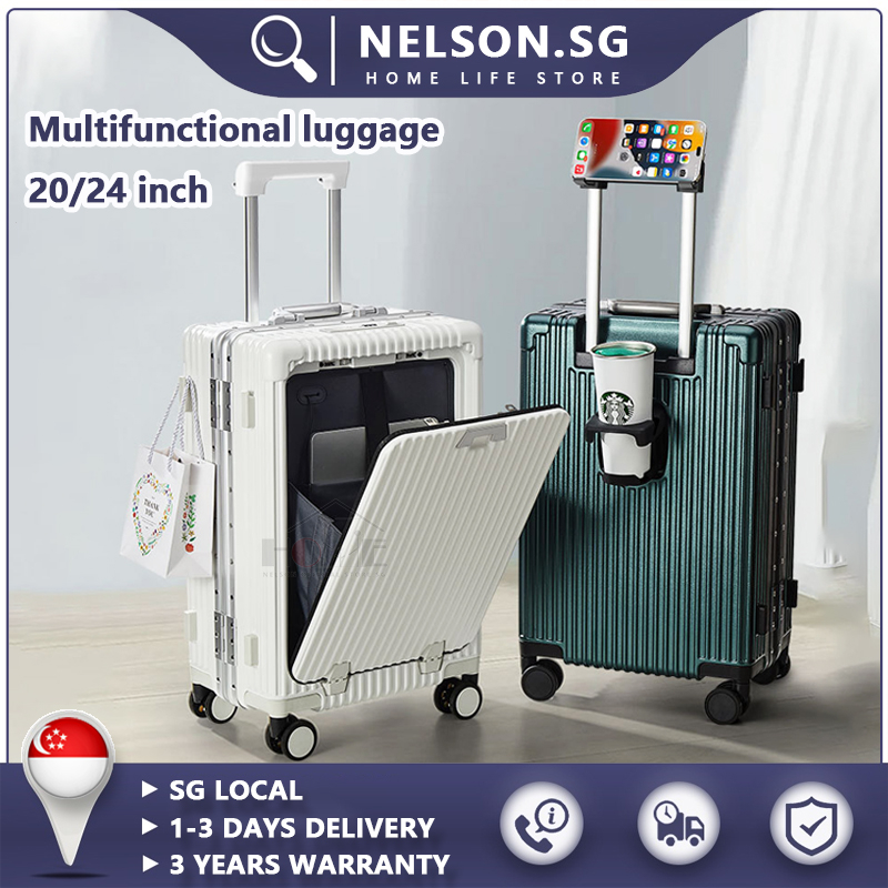 NELSON Multifunctional Luggage PC Hardside Suitcase with Front Pocket
