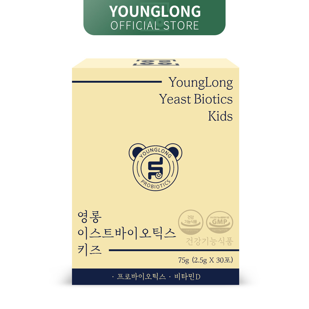 [YOUNGLONG] Premium Korean Probiotics For Kids / Pharmacists Formulated / 14 Types of Probiotics / 20 Billion CFU (3 Billion CFU Guaranteed) with Vitamin D / 30 Sticks / Banana Flavor Yeastbiotics / F