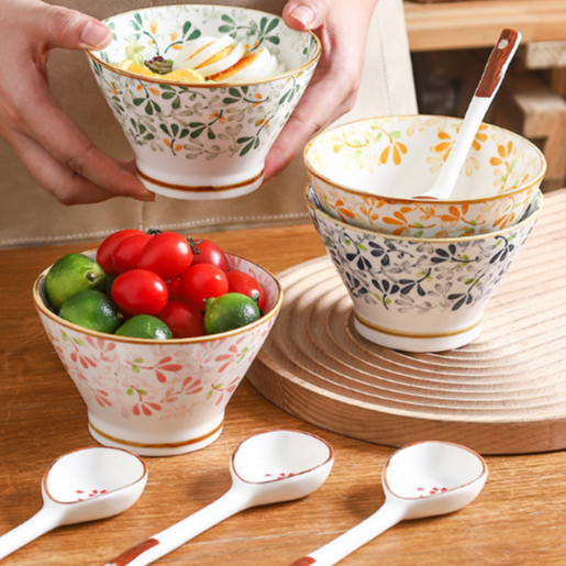 Japanese Rice Bowl Soup Spoon Set Ceramic Wheatlike KAWASIMAYA