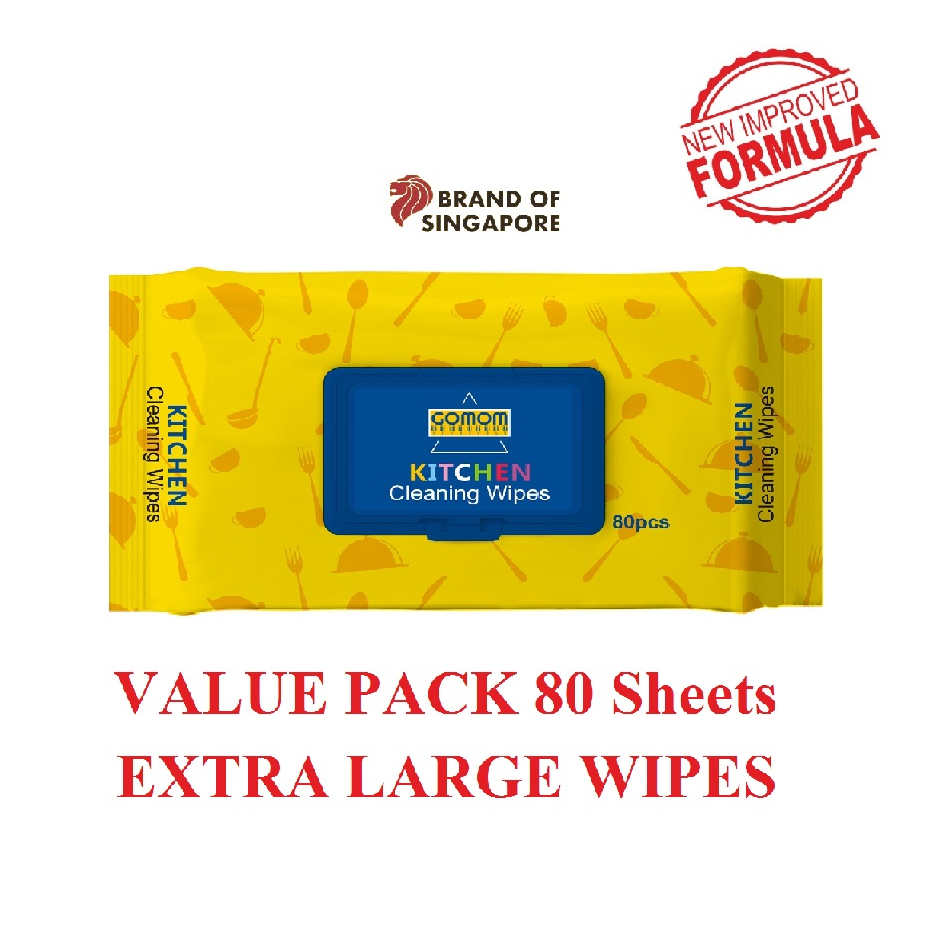 [SG Stock] GOMOM Kitchen Wet Wipes 80pc Large Sheet Value Pack