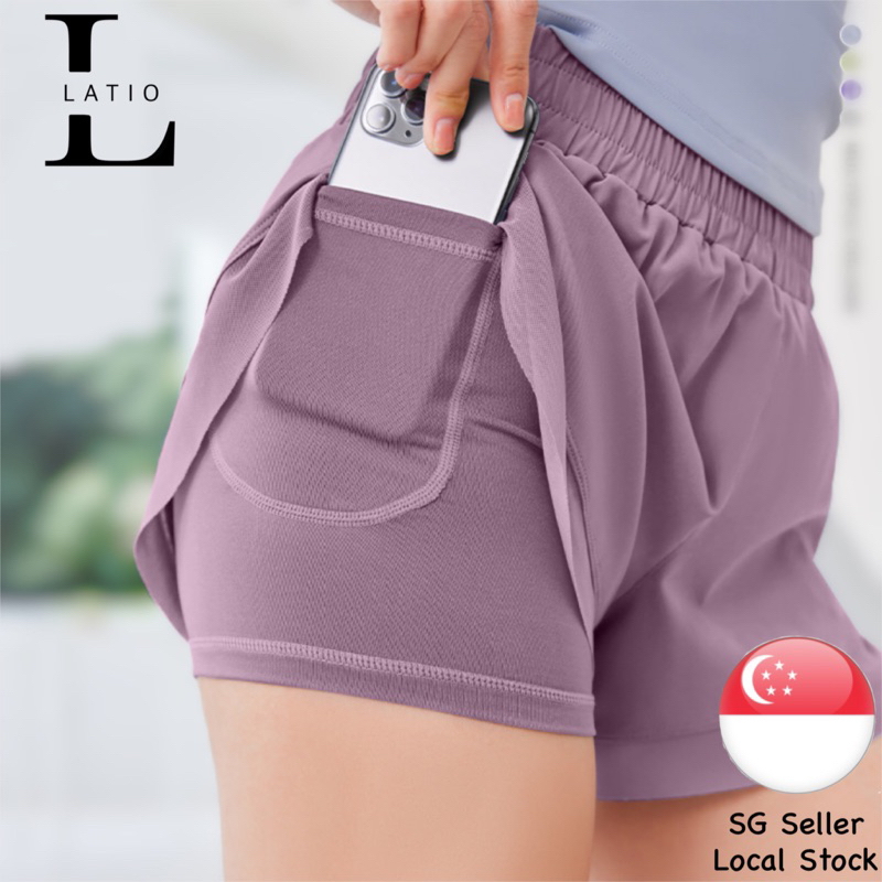 LATIO LT62 - Sports Shorts For Women Gym Fitness Mesh Pants with Pocket Yoga Wear