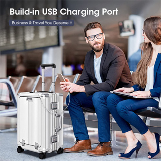 KT-zone Multifunctional Travel luggage with Front Pocket, USB Charging ...