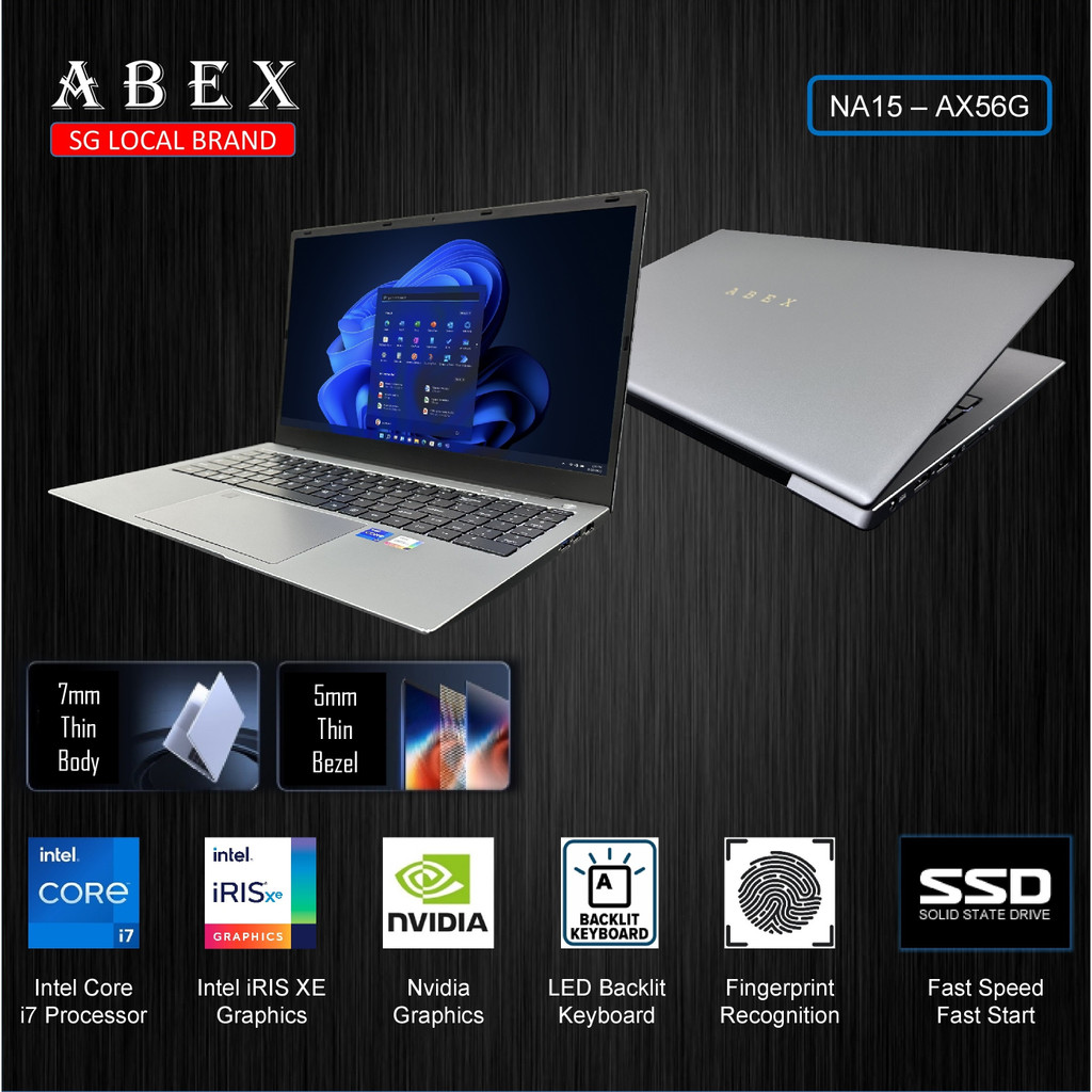 ABEX AX56G i7 Laptop / Nvidia MX450 / SG Local Brand / Local Ready Stock / 1 Year Warranty