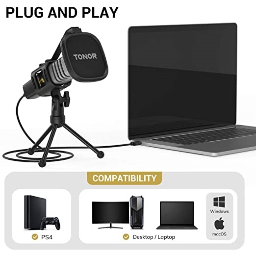 USB Microphone, TONOR Condenser Computer PC Mic with Tripod Stand