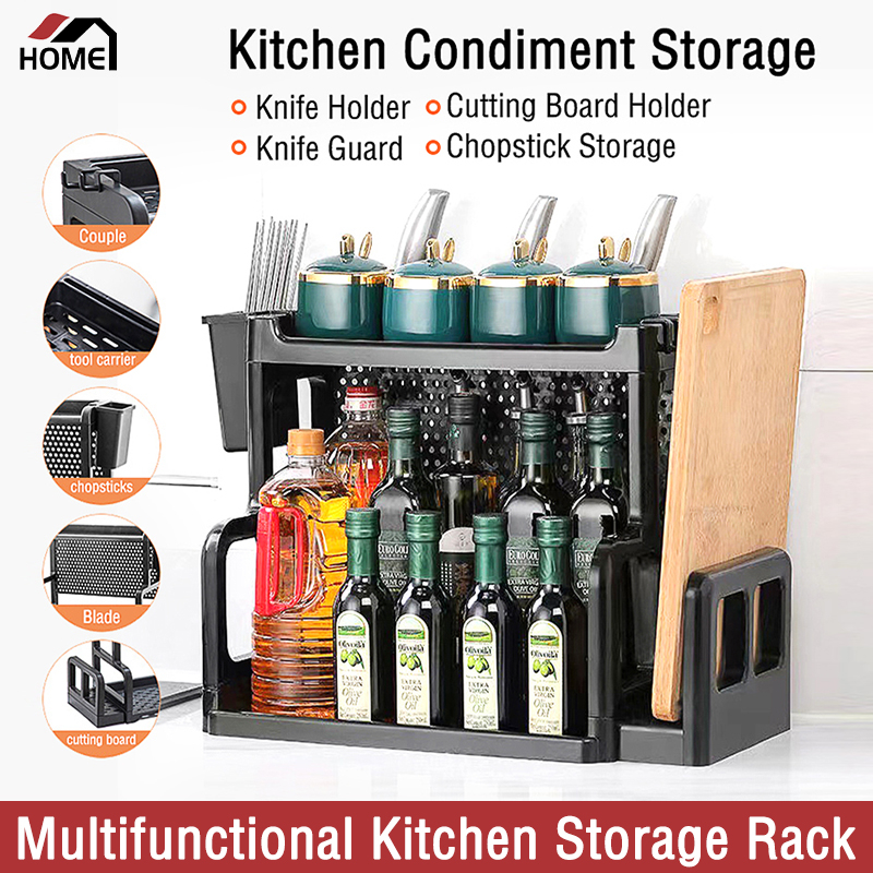 SG Stock, 2/3 Tier Matte Black Stainless Steel Spice Rack, Condiment ...