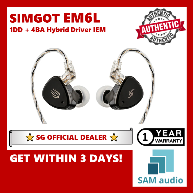 [🎶SG] SIMGOT EM6L 1DD + 4BA Hybrid Driver In-ear Monitor IEM | Shopee ...