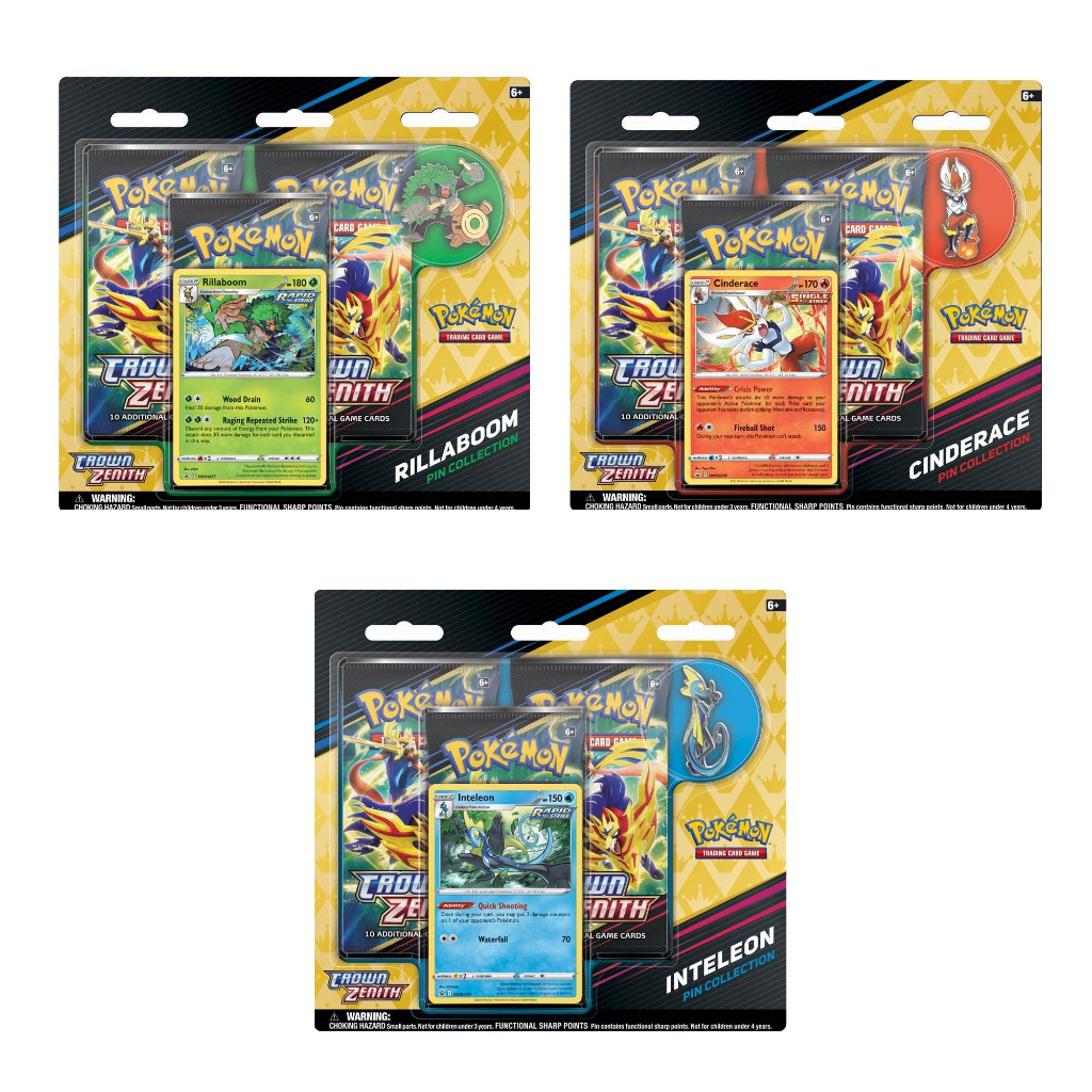 Pokemon TCG Crown Zenith Pin Collection Cinderace / Inteleon ...