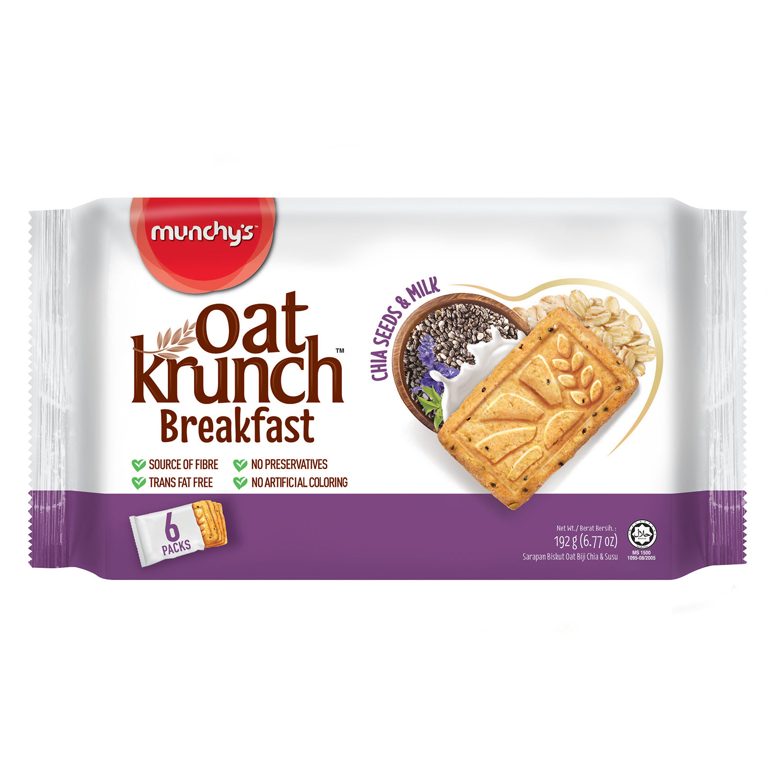 Munchy's Oat Krunch Breakfast Chia Seed & Milk Cookies 192G Shopee