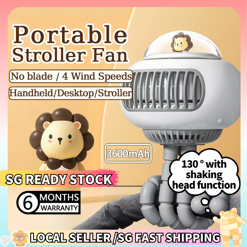 SG READY STOCK Mini Stroller Fan Flexible Air Conditioner 3600mAh