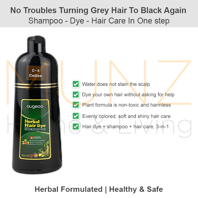 Augeas Herbal Formulated 3 in1 Color Hair Dye Shampoo 500ml Shopee