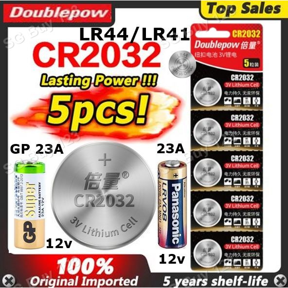 Doublepow Battery CR2032 3V LR41 LR44 1.5V Lithium Authentic 23A 12V