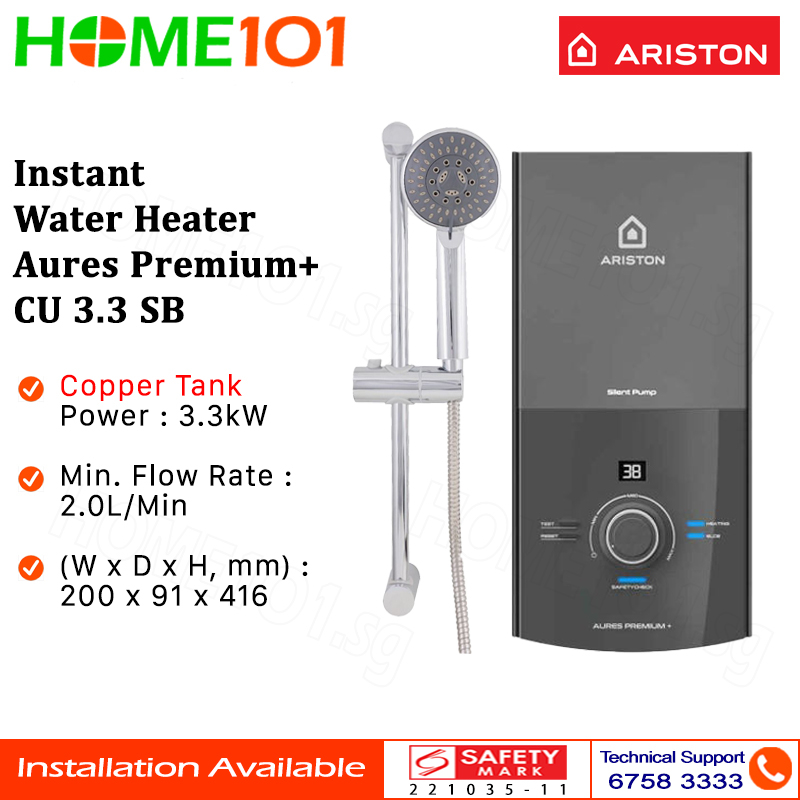 Ariston Instant Water Heater Aures Premium+ CU 3.3 SB Shopee Singapore
