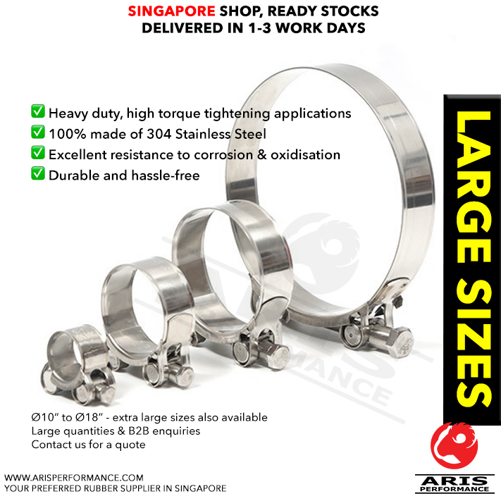 4-Pack 3 Inch Stainless Steel T-Bolt Hose Clamps – 83-91mm Adjustable, For 3" Hose ID, Universal Fit