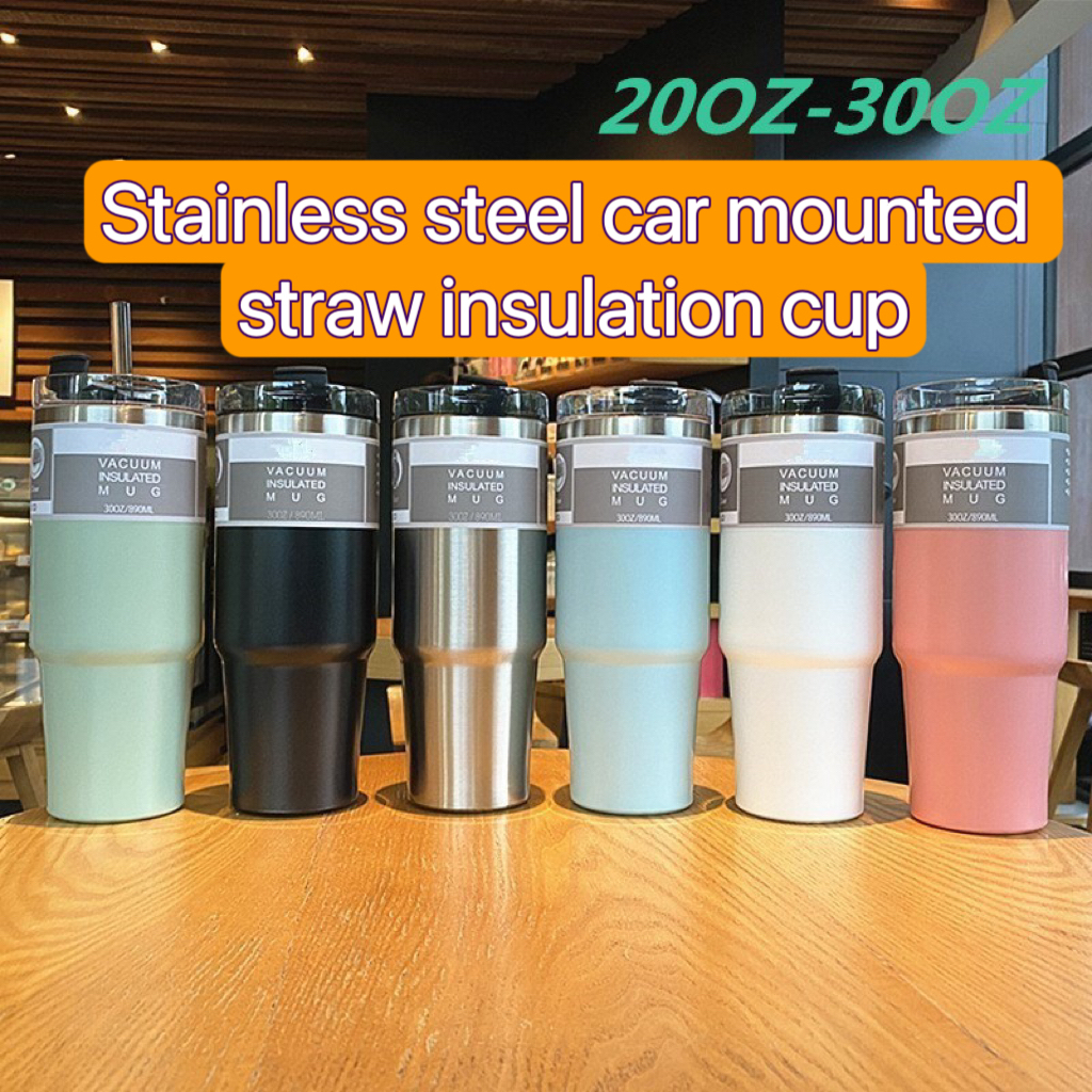 🚀SG Ready Stock🚀 600ml/890ml 304 Stainless Steel Cup with straw lid ...