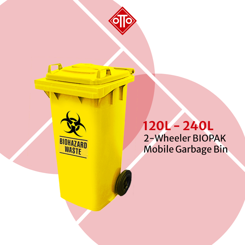 120 240L OTTO MGB 2wheeler BioHazard Bin with Step Pedal / Pedal Bin