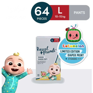 Rascal + Friends Size 3 Cocomelon Nappies 42 Pack + Baby Wipes 
