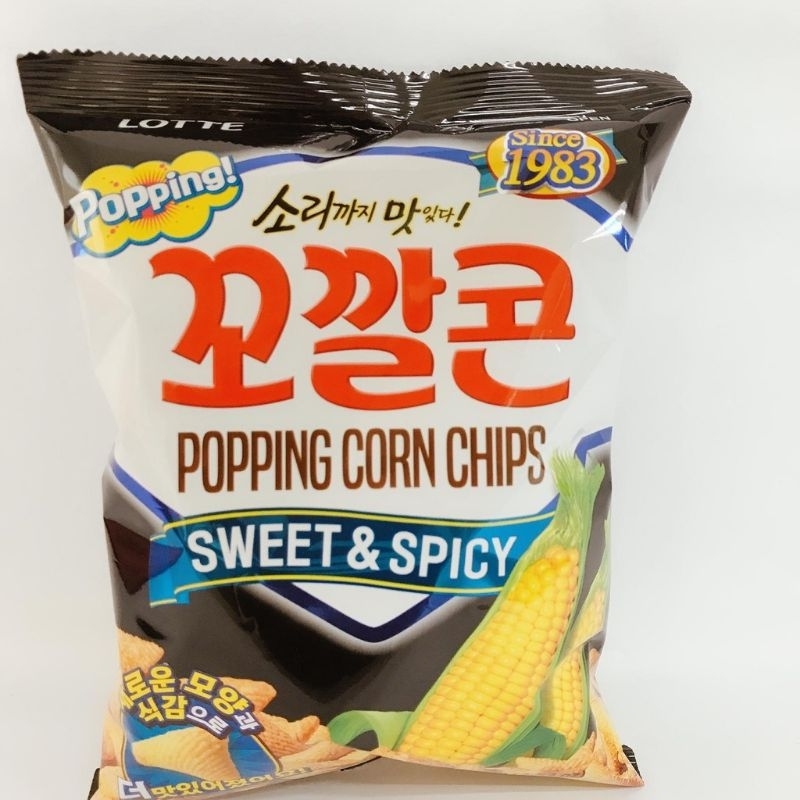 Lotte popping corn chips sweet and spicy corn snack Korean corn snack
