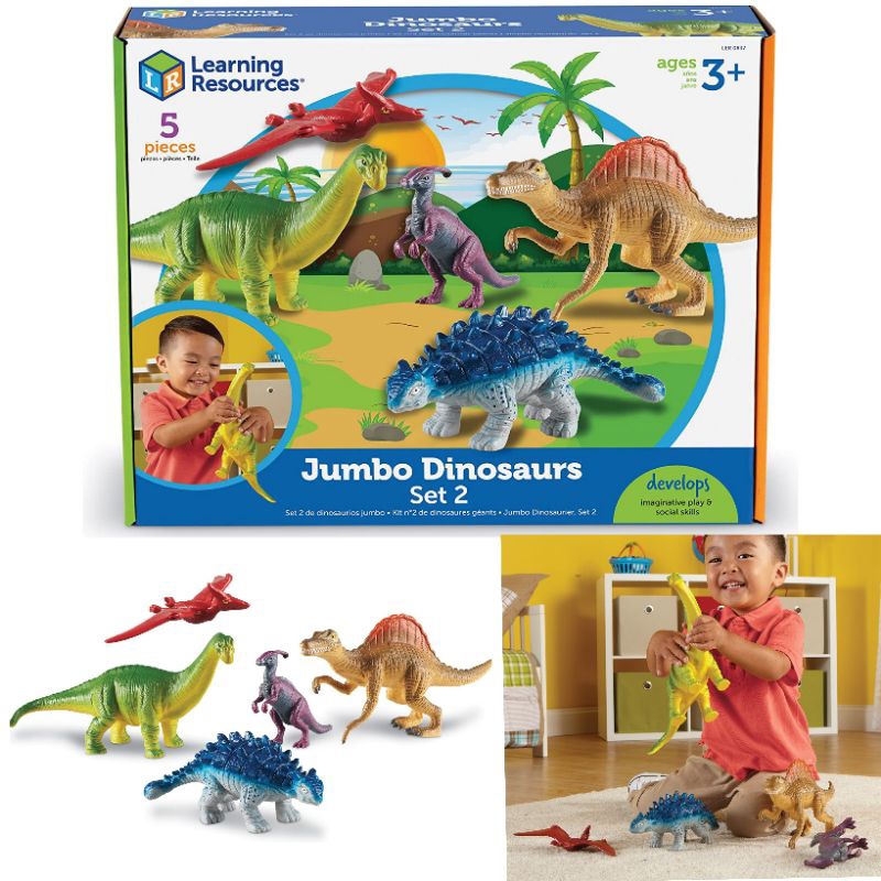 Learning Resources Jumbo Dinosaurs Expanded Set - 5 Pieces, Ages 3 ...