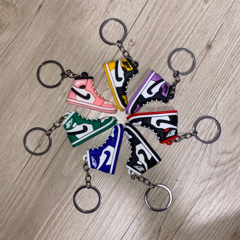 Buy2get1free Mini Sneaker Keychain Miniature Nike Air Jordan 1 Dunk Rubber shoes shoe gift cute purple blue pink black