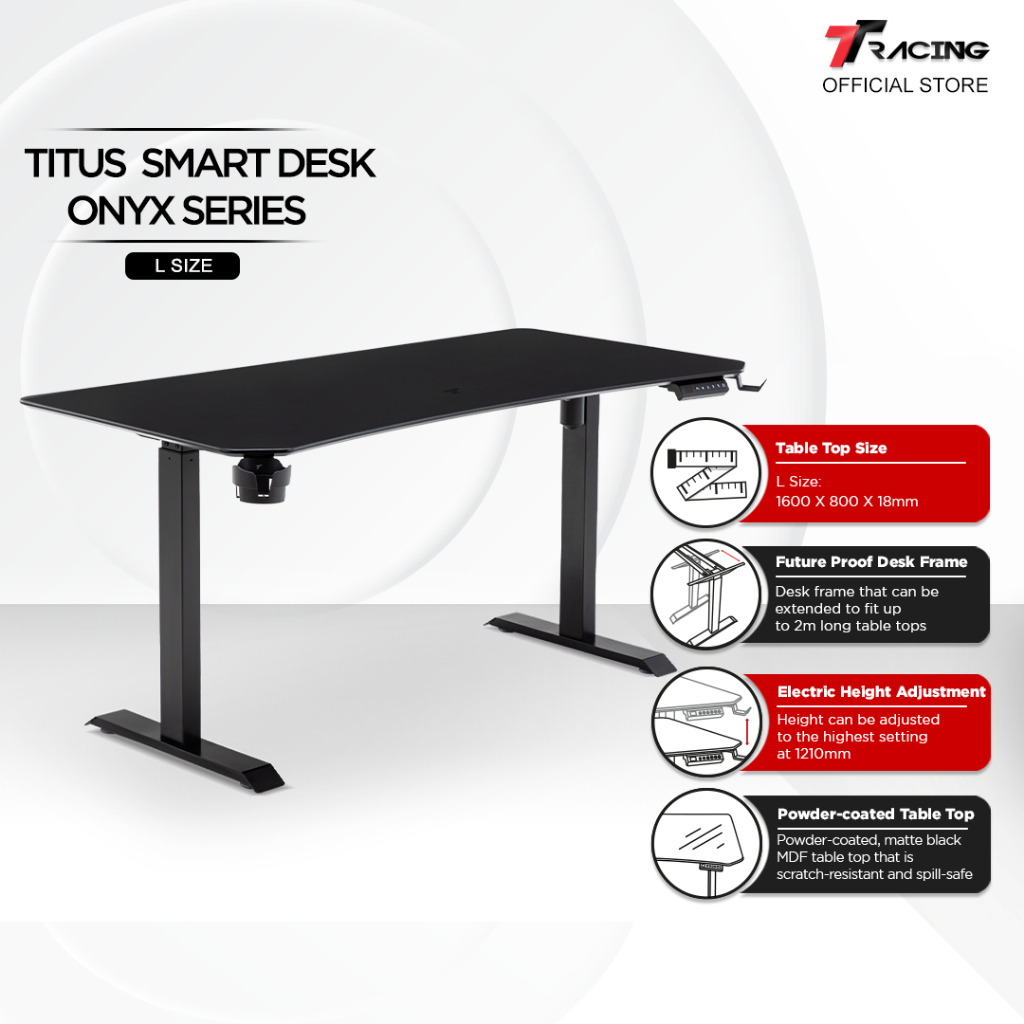TTRacing Titus Ergonomic Standing Table Height Adjustable Computer Desk for Office Work Home Study