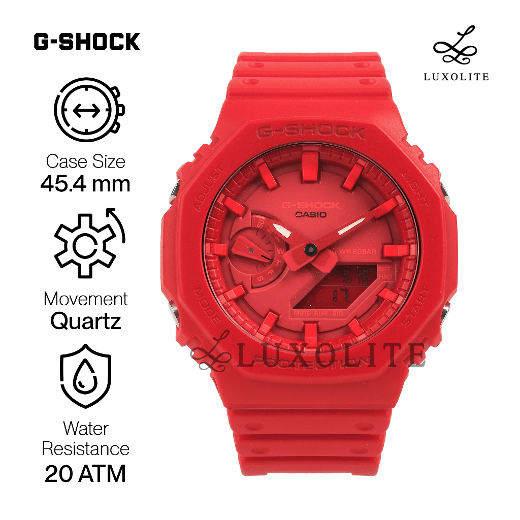 [luxolite] Casio G Shock Ga 2100 4adr Carbon Core Guard Structure Red Resin Band Watch Ga 2100