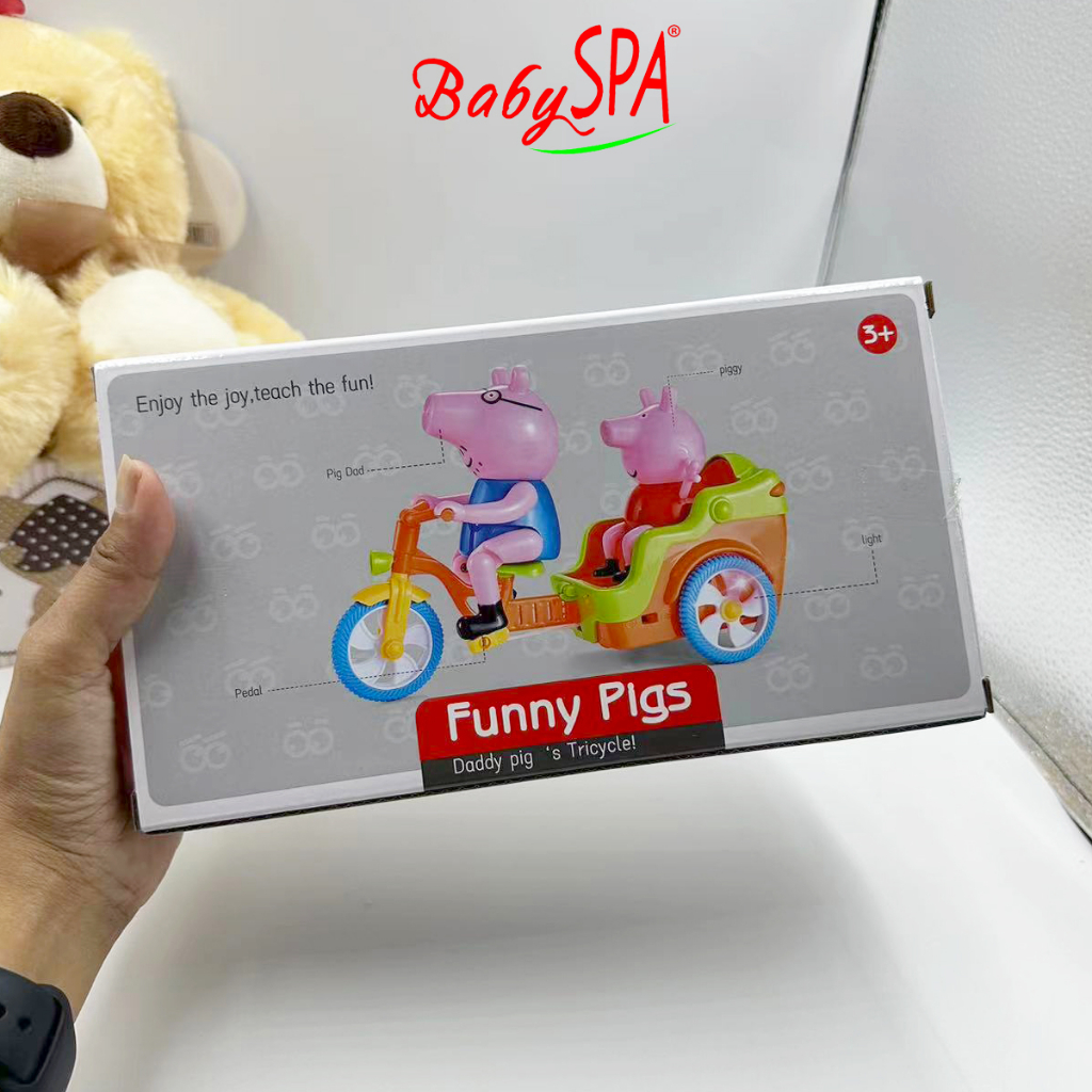 Funny Peppa Pig Kid Toys Biking Daddy Piggy Battery Operated Musical