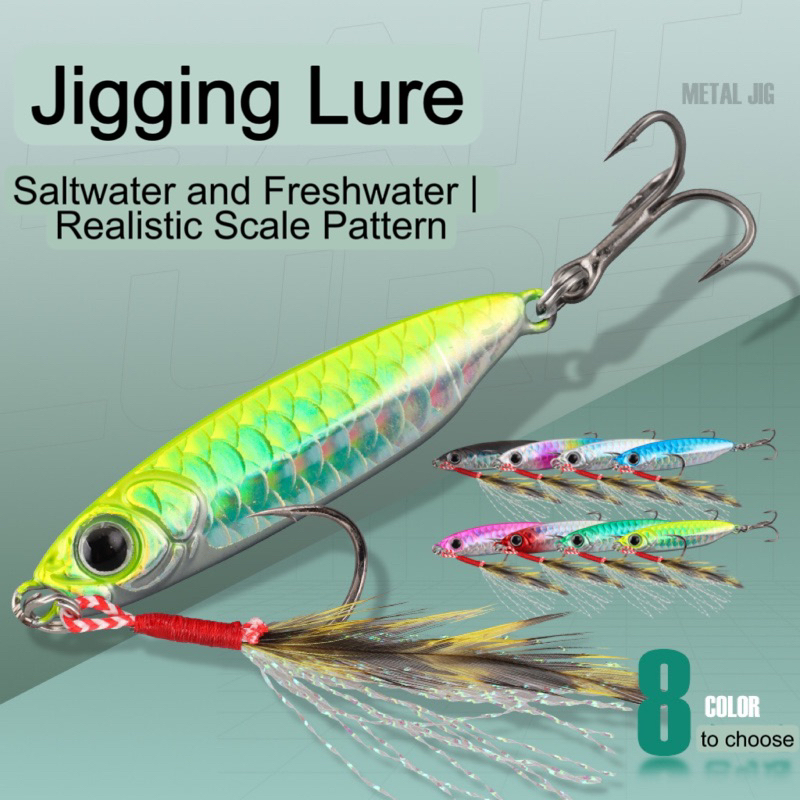 [SG Ready] Fishing Essential Hook Jigging Lures (Double Hook) Shopee