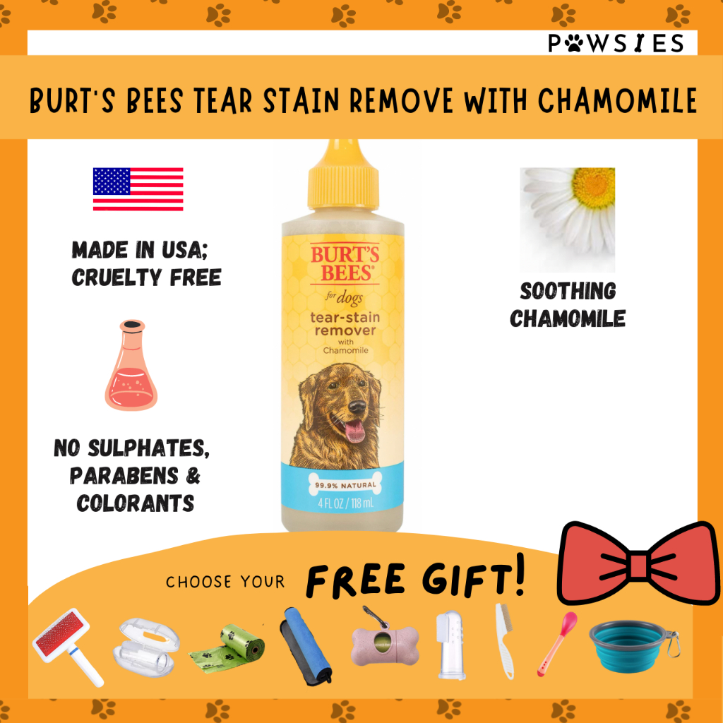 Burts Bees Tear Stain Remover Solution with Chamomile Soothing Eye dirt removal fur cleaning Shopee Singapore