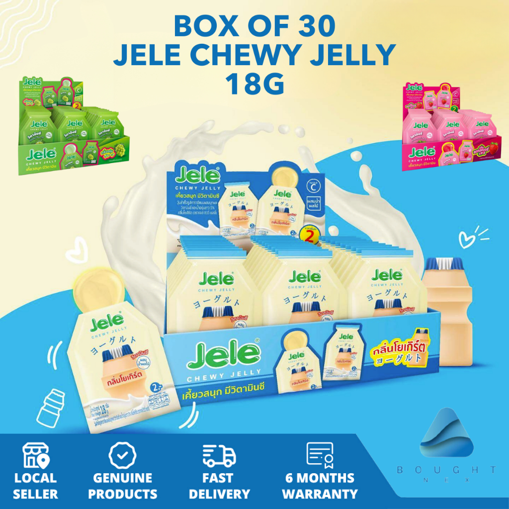 Jele Chewy Jelly Box x 30 Pieces Strawberry Grape Yogurt Blueberry