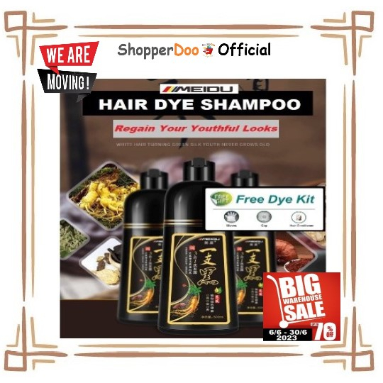 [Ready Stock] MEIDU Hair Dye Shampoo 500ml 3in1 Wide Selection of