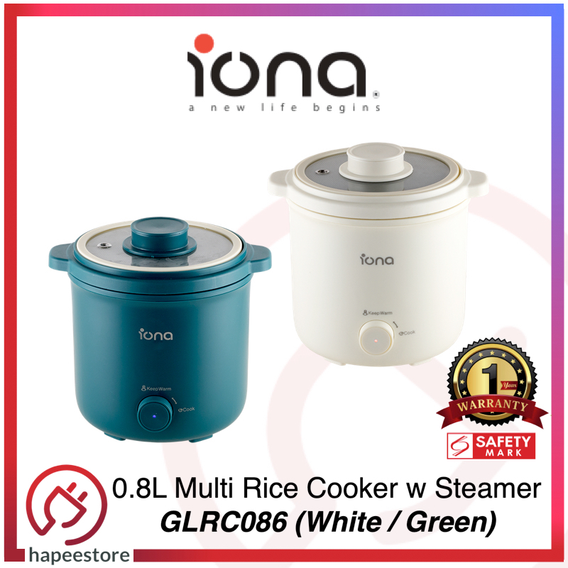 Iona 0.8L Multi Cooker / Rice Cooker W Steamer - (Green / White ...