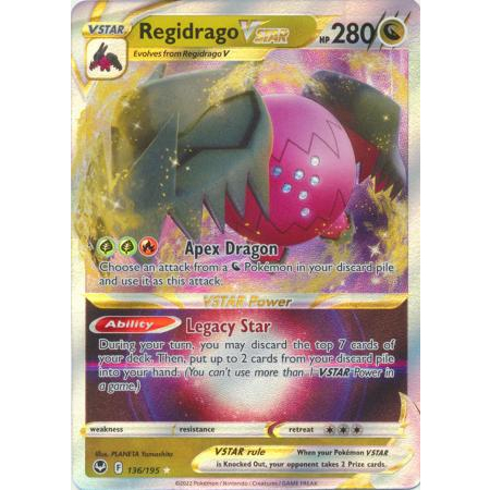 Pokemon TCG Card Regidrago Vstar SS Silver Tempest 136/195 Ultra Rare ...