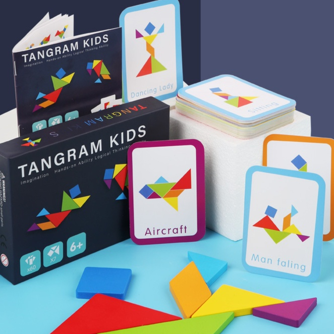 Tangram Puzzle Set With Example Cards Early Education Intelligence ...