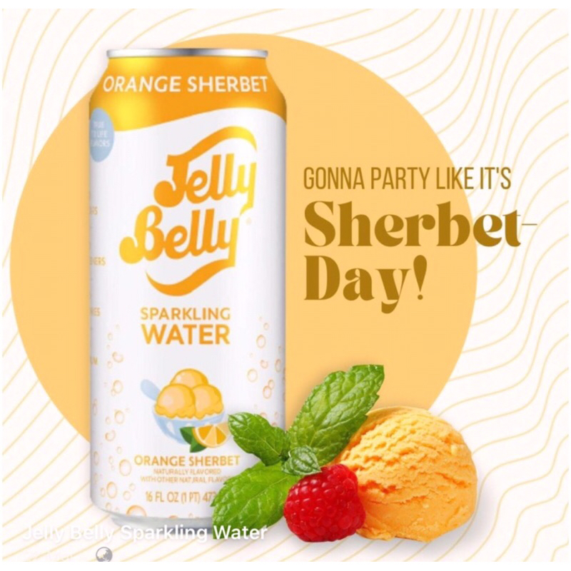 🇺🇸3 x Jelly Belly Orange Sherbert Zero Sugar Sparking Water,355ml(Ready Stock) Shopee Singapore
