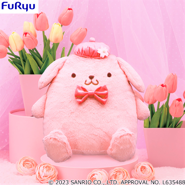 30CM BIG Cute Japan Furyu Sanrio Sakura Pink Pompompurin Pom Pom Purin