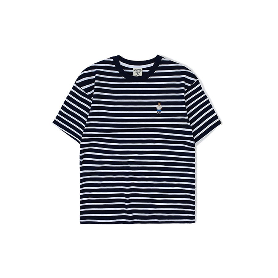 【WHO.A.U】Steve embroidered bold stripe short sleeve T WHO.A.U] Steve Embroidered Stripe Short Sleeve T-shirt