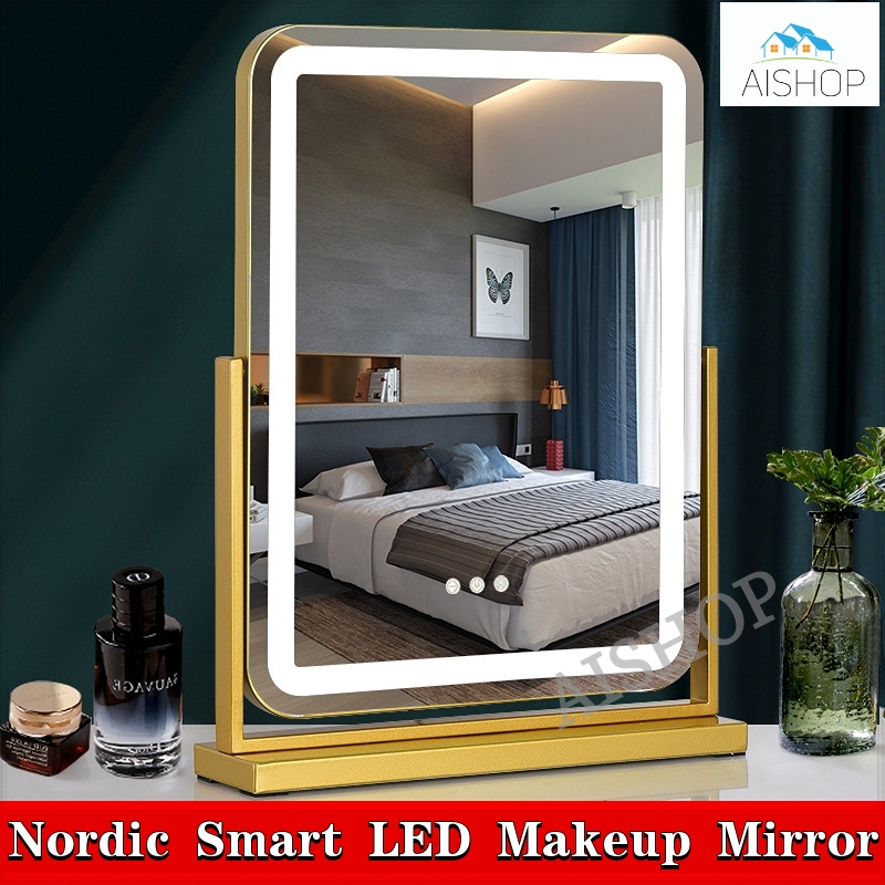[SG Seller] Rectangle Makeup Mirror LED Vanity Mirror with Light, Touch
