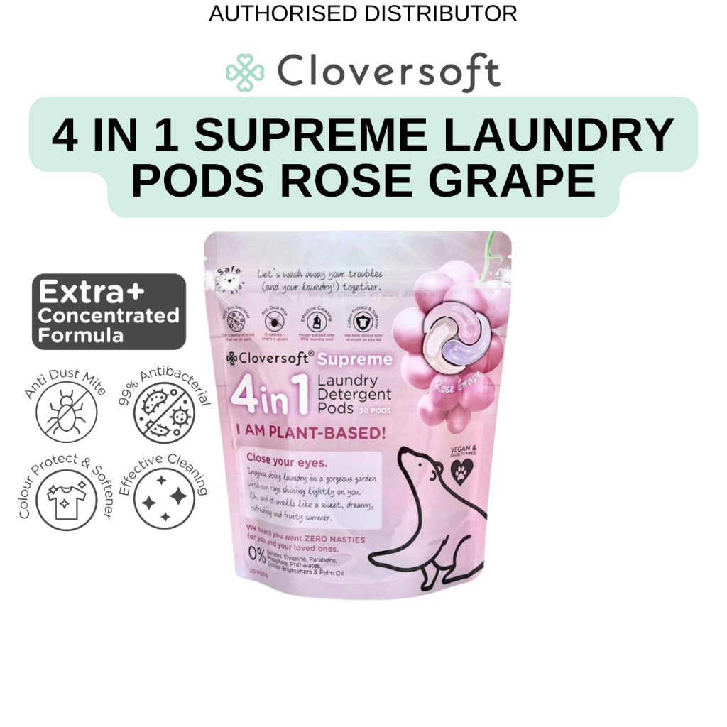 Cloversoft 4 In 1 Supreme Laundry Pod, Rose Grape [ AntiBacterial Dust