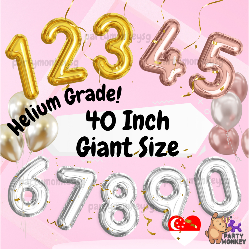 [SG Instock] Helium Inflatable 40 Inch Giant Number Balloon Helium ...