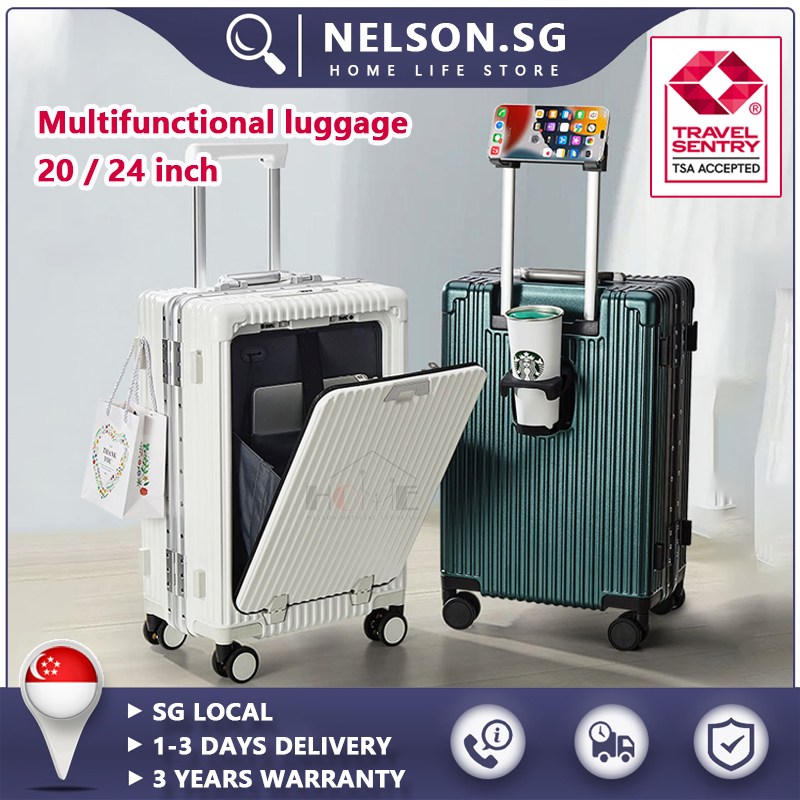 NELSON Multifunctional Luggage PC Hardside Suitcase with Front Pocket