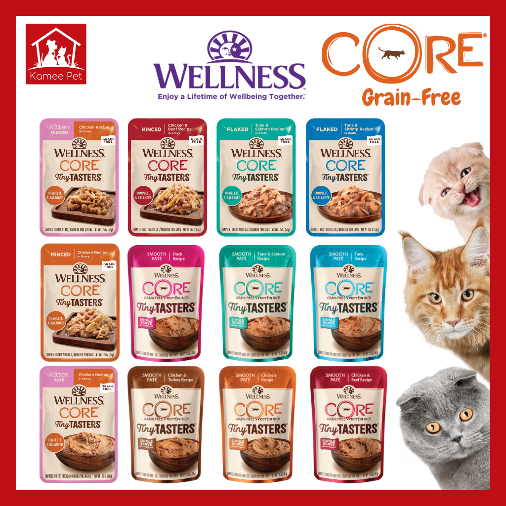 Wellness CORE Tiny Tasters Wet Cat Food Grain Free Pate Minced Flake 1.