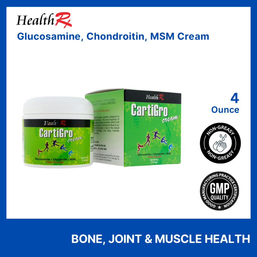 CARTIGRO Glucosamine Chondroitin MSM Cream, Triple Strength 4 Oz To