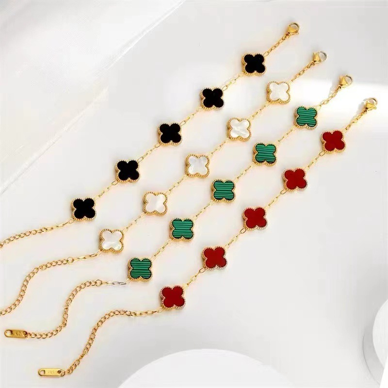 UOOANUO Four Leaf Clover Necklace & Earring Set - 14K Gold Plated Stainless Steel Jewelry For Women