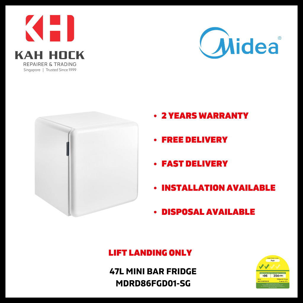 MIDEA MDRD86FGD01SG 47L MINI BAR FRIDGE / MIDEA MDRD88FGD01SG 47L SOLO BAR FRIDGE 2 YEARS