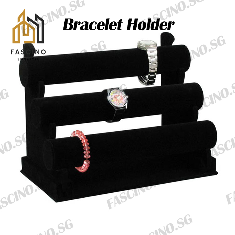 【SG】3 Layer Velvet Bracelet Holder Necklace Display Rack Jewelry ...