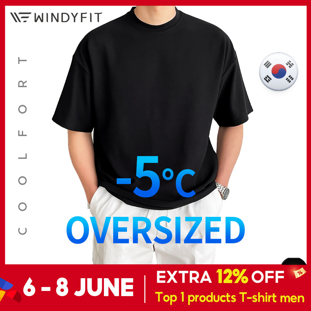 Coolfort Windyfit Men's Oversized Tee Men Korean Casual Ice Short Sleeve T-shirts