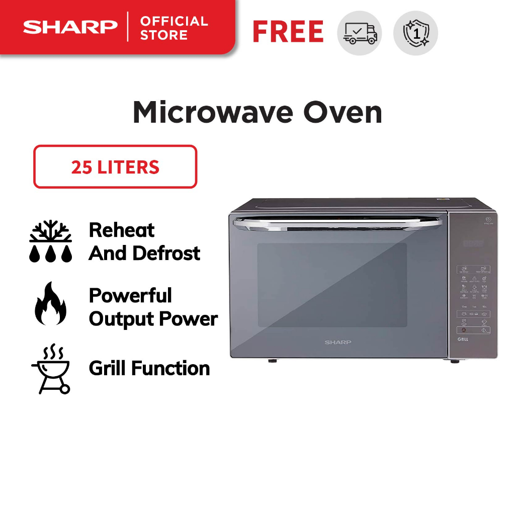SHARP 25L Microwave Oven with Grill R72E0(SM) l Premium Turntable